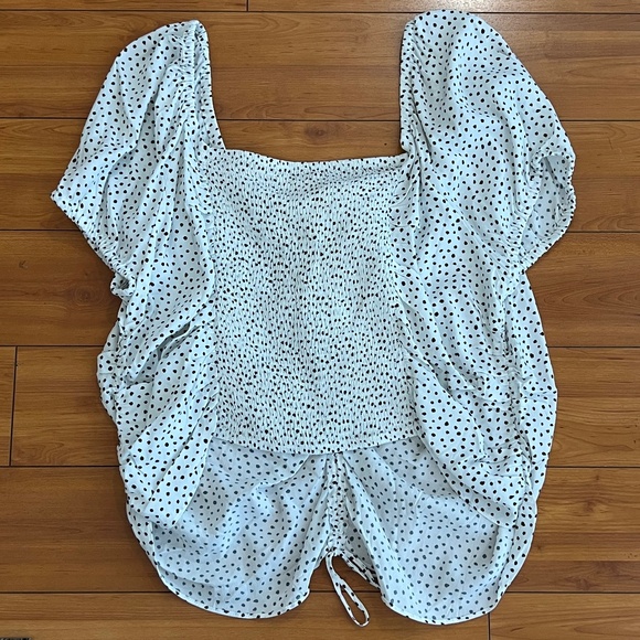 H&M Women White Polkadot Blouse Plus Size XXL New with tag - Picture 6 of 6